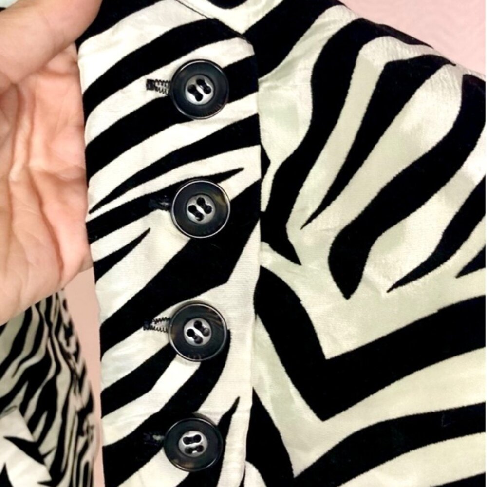 Ubu Flocked Zebra Print Button Down Coat Jacket S… - image 7